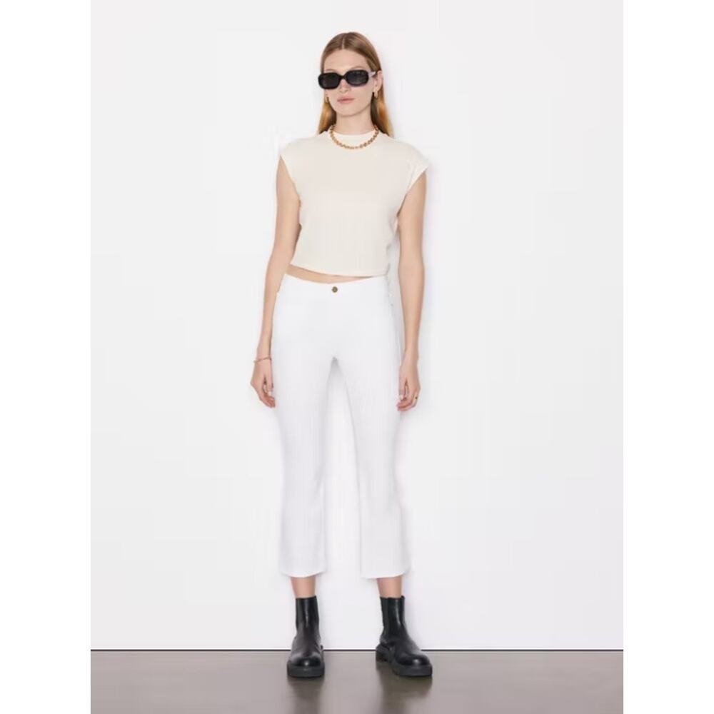 FRAME Le Crop Mini Boot Mid-Rise Jeans in Au Natural Ivory White Size 24